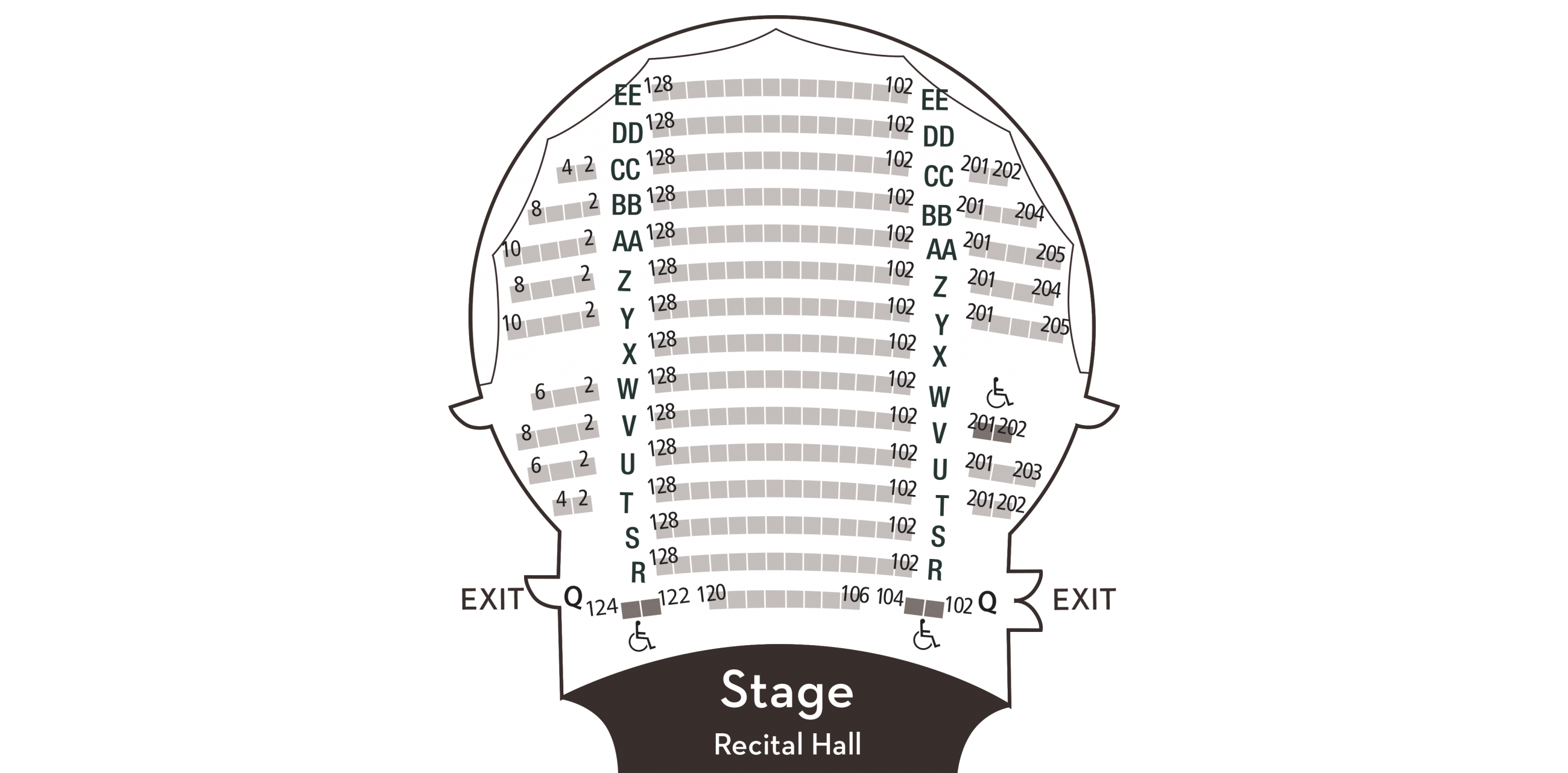 Recital Hall is a 250-seat space