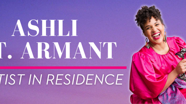 Ashli St. Armant against a purple backdrop