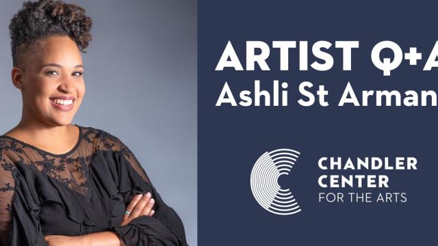 dark skinned woman smiling at the camera with short hair and the words Artist Q+A Ashli St Armant next to her