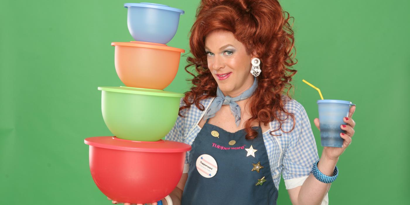 Join Dixie Longate the fast-talking Tupperware Lady