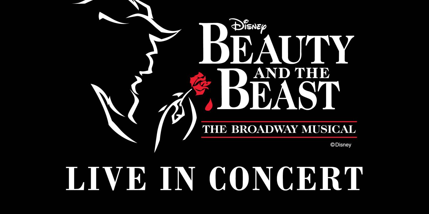 Disneys Beauty and the Beast logo and the words live in concert