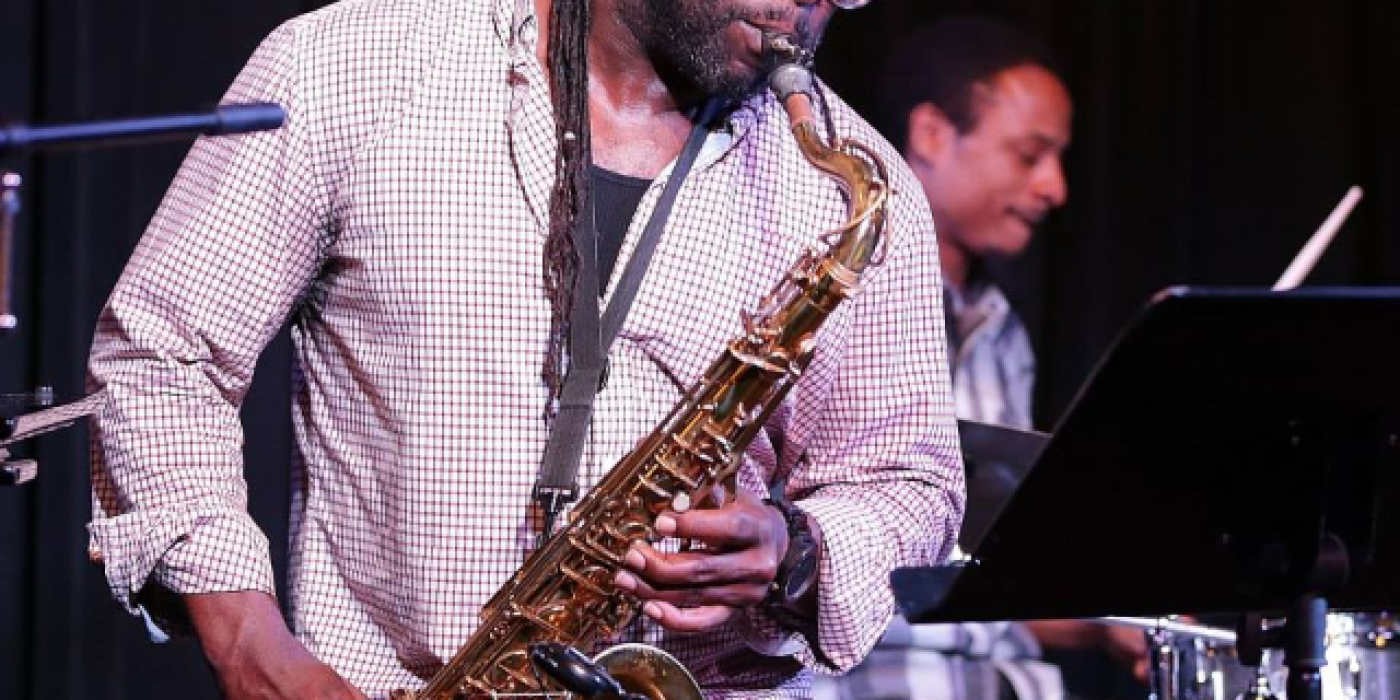 Jermaine Lockheart playing saxophone
