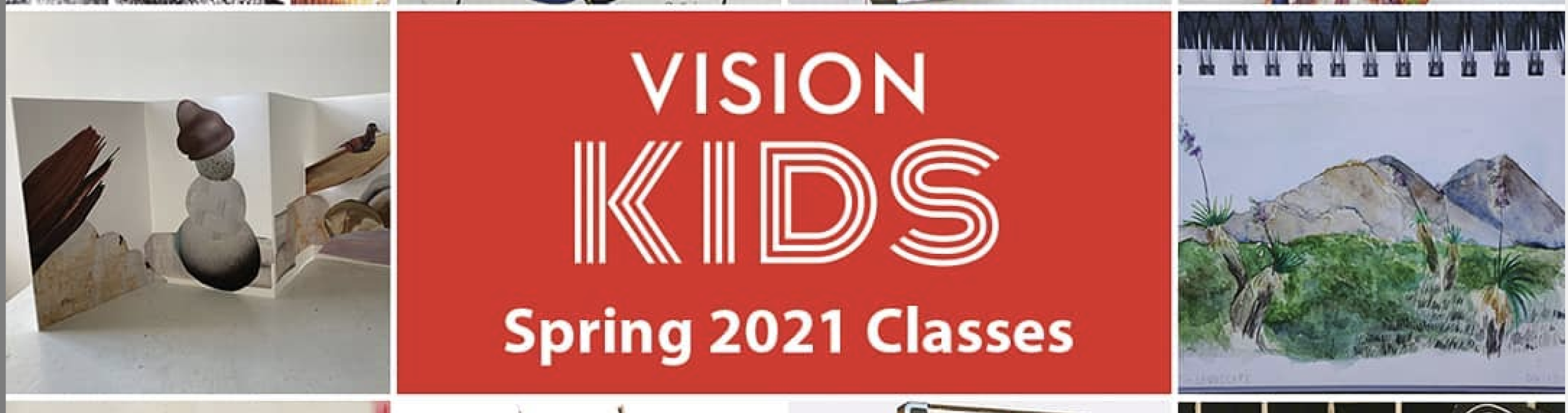 Vision Kids in white text on a red background. 