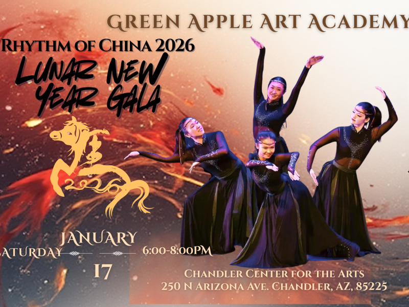 Four Chinese dancers dressed in all black, posing on stage