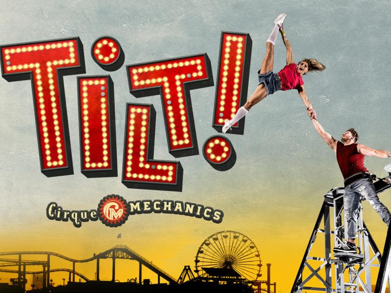 Caucasian male and woman acrobats. 