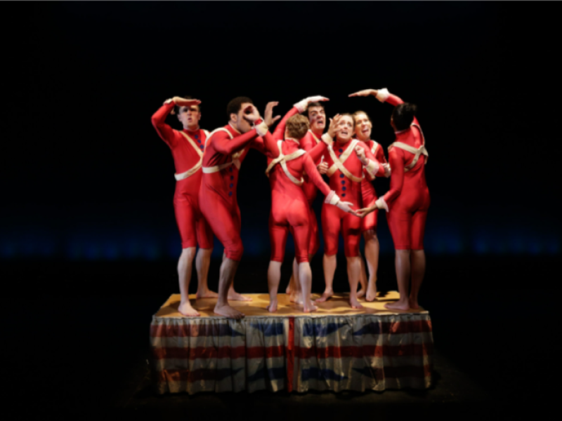 Group of people dressed in red