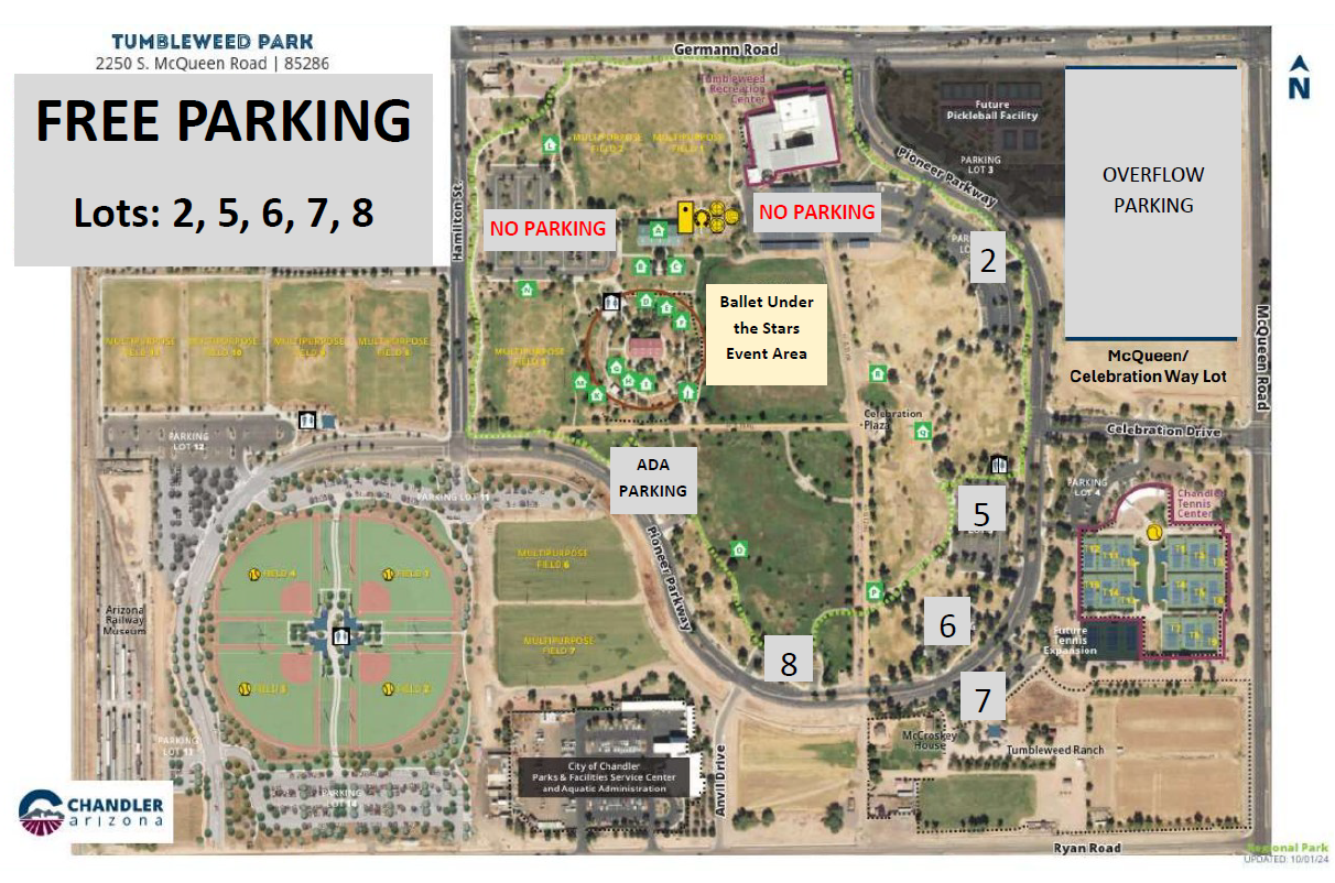 map of Tumbleweed Park with parking and no parking areas marked