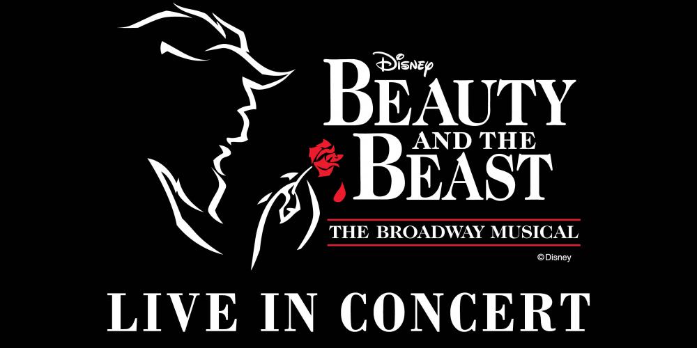 Disneys Beauty and the Beast logo and the words live in concert