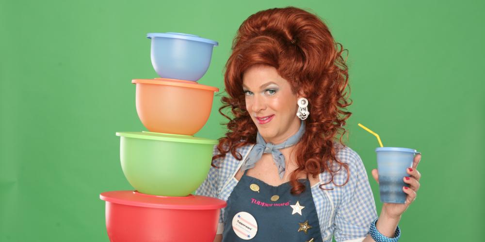 Join Dixie Longate the fast-talking Tupperware Lady