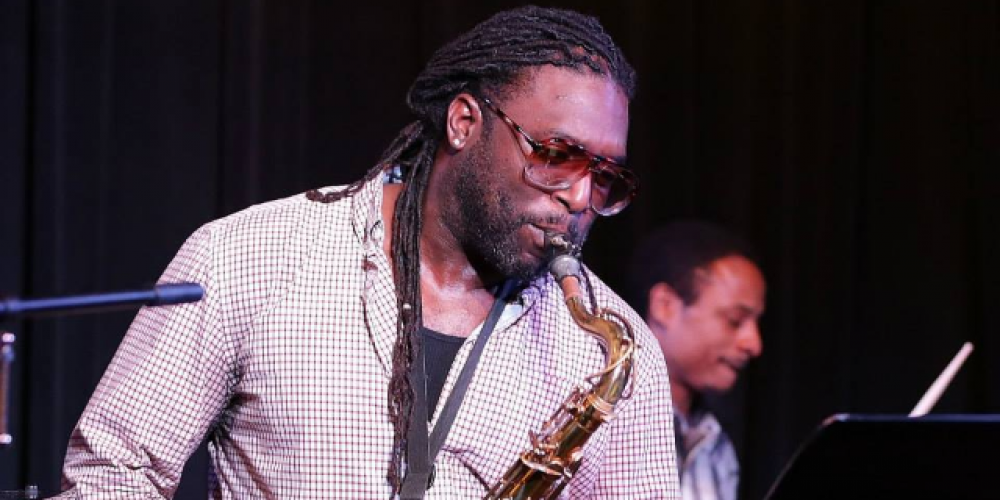 Jermaine Lockheart playing saxophone