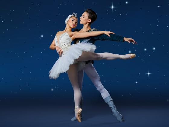 Ballet Under the Stars 2025 two ballerinas embracing against the night sky