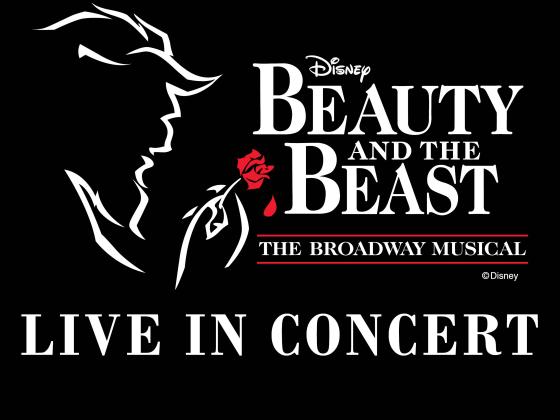 A black background with a white silhouette drawing of a beast holding a red rose.
