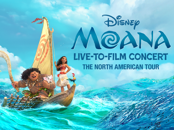 Moana Live to Film Concert Moana and Maui on a sailboat