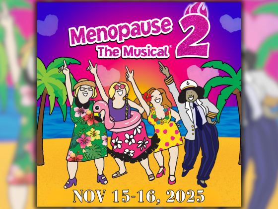 Four cartoon women on a beach. 